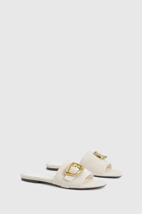 Gold Buckle Detail PU Slider - Image 3