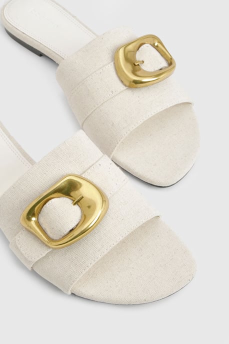 Gold Buckle Detail PU Slider - Image 5