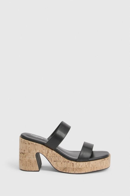 Wide Fit Cork Double Strap Platform - Image 3