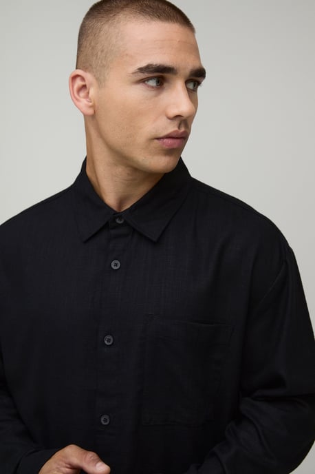 Oversized Boxy Linen Blend Shirt - Image 3