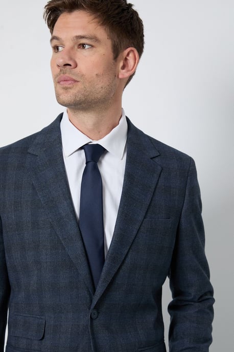 Navy Check Tailored Fit Blazer - Image 3