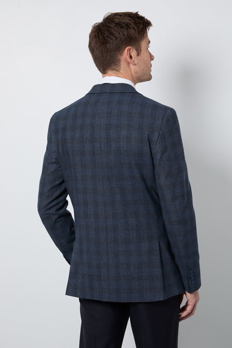 Navy Check Tailored Fit Blazer - Image 4