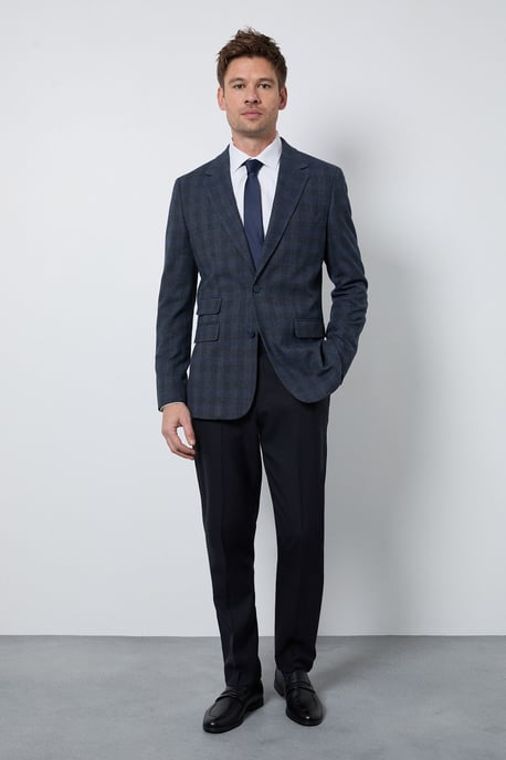 Navy Check Tailored Fit Blazer - Image 5
