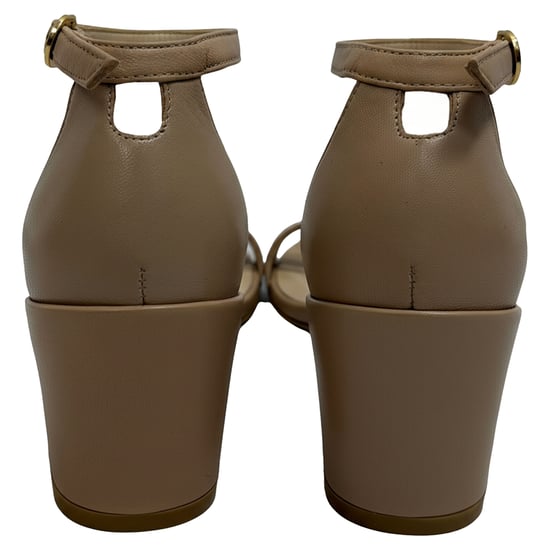 Stuart Weitzman Nudist Block Sandals in Beige Leather - Image 3
