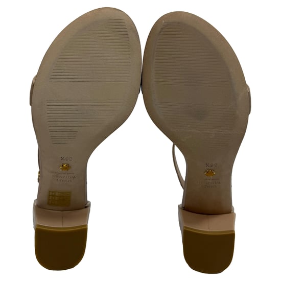 Stuart Weitzman Nudist Block Sandals in Beige Leather - Image 6