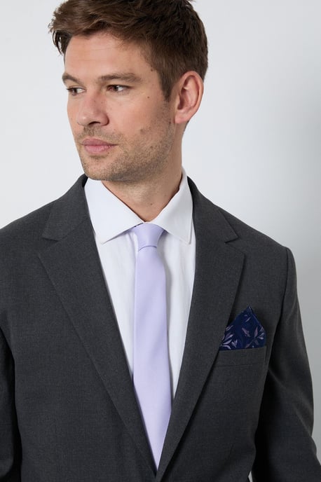 Purple Tie and Floral Pocket Square - Image 2