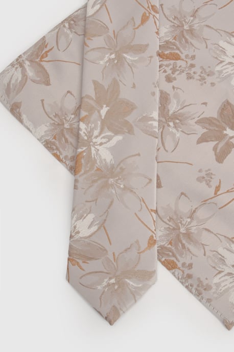 Champagne Floral Tie and Pocket Square - Image 2