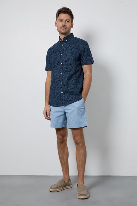 Navy Floral Print Short Sleeve Shirt - Image 4