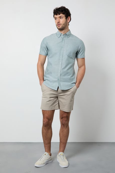 Green Short Sleeve Button Down Oxford Shirt - Image 2