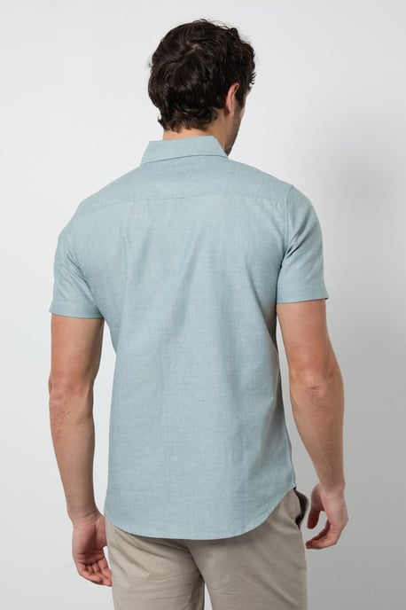 Green Short Sleeve Button Down Oxford Shirt - Image 3
