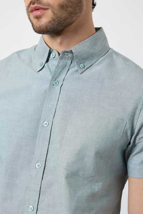 Green Short Sleeve Button Down Oxford Shirt - Image 5