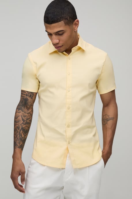 Slim Fit Short Sleeve Cotton Shirt - Image 1