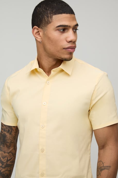 Slim Fit Short Sleeve Cotton Shirt - Image 3