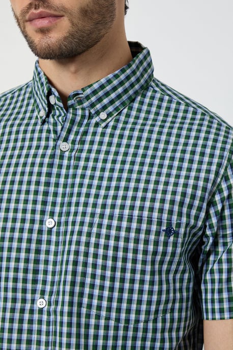 Dark Green Gingham Short Sleeve Shirt - Image 5