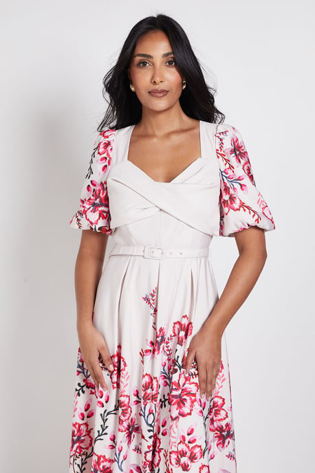 Petite Floral Ottoman Twist Midi Dress - Image 2