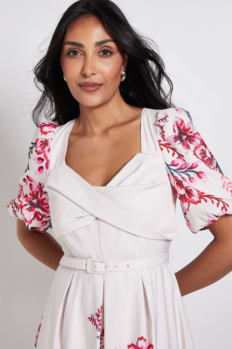 Petite Floral Ottoman Twist Midi Dress - Image 4