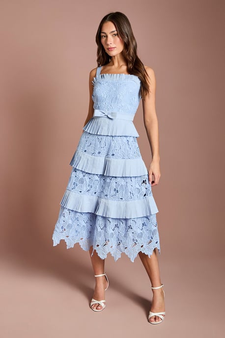 Lace Tiered Detail Strappy Midi Dress - Image 1