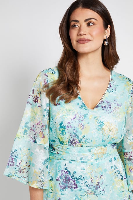 Floral Burn Out Flared Sleeve Midi Dress - Image 4