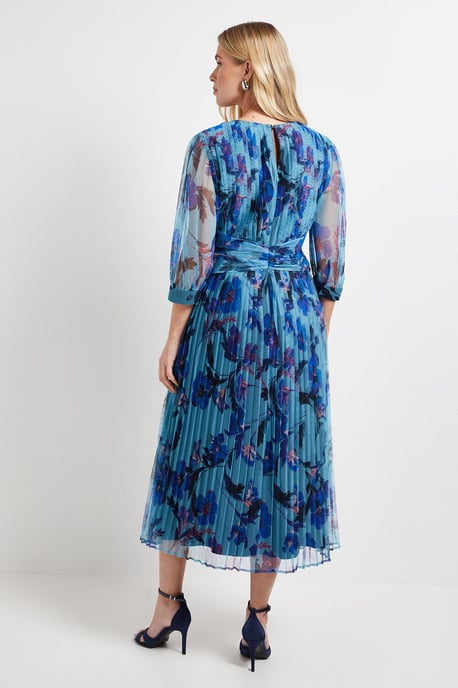 Petite Mesh Pleated Twist Waist Midi Dress - Image 3