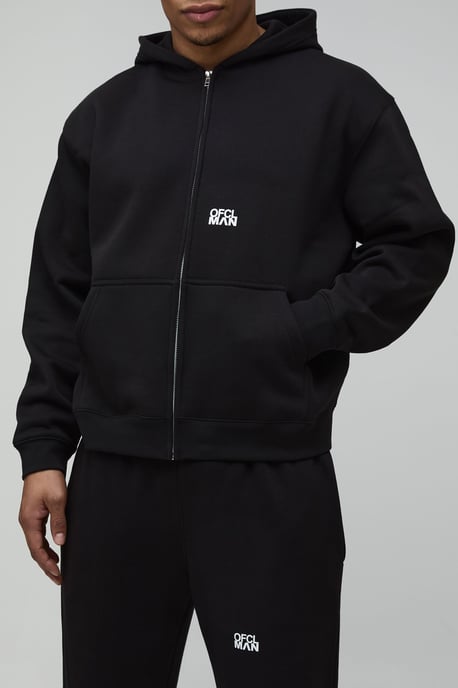 Oversized Boxy Logo Graphic Zip Through Hooded Tracksuit - Image 3