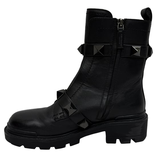 Valentino Garavani Roman Stud Laarsjes in Zwart Kalfsleer - Image 4