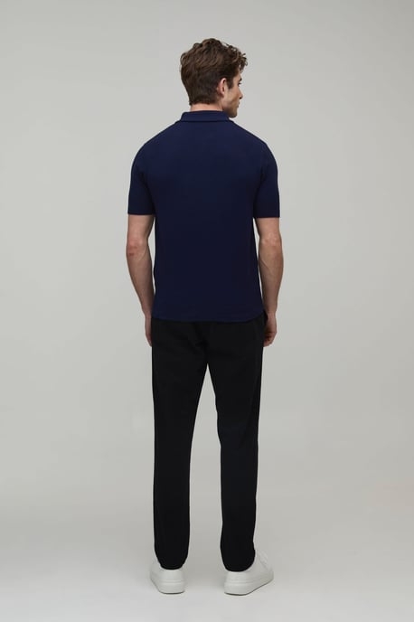 Basic Muscle Fit Soft Touch 1/4 Zip Knitted Polo - Image 2