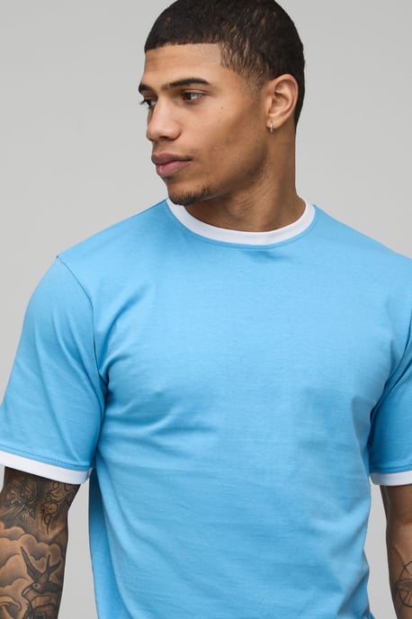 Regular Fit Ringer Crew Neck T-Shirt - Image 3