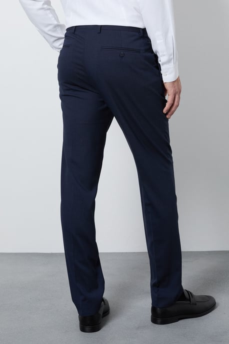Navy Textured Slim Fit Suit Trousers - Image 3