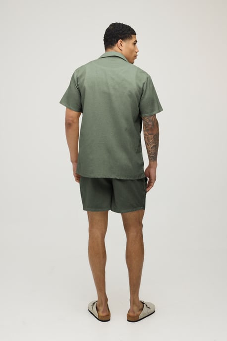 Linen Blend Regular Fit Shirt & Short Set - Image 2
