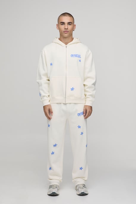 Oversized Boxy Official Flower Graphic Zip Through Hooded Tracksuit - Image 4