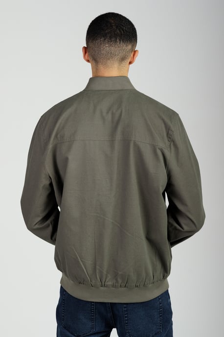 Khaki Cotton Twill Bomber Jacket With Embroidered Logo - Image 2
