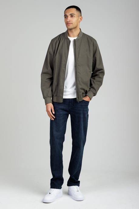 Khaki Cotton Twill Bomber Jacket With Embroidered Logo - Image 3