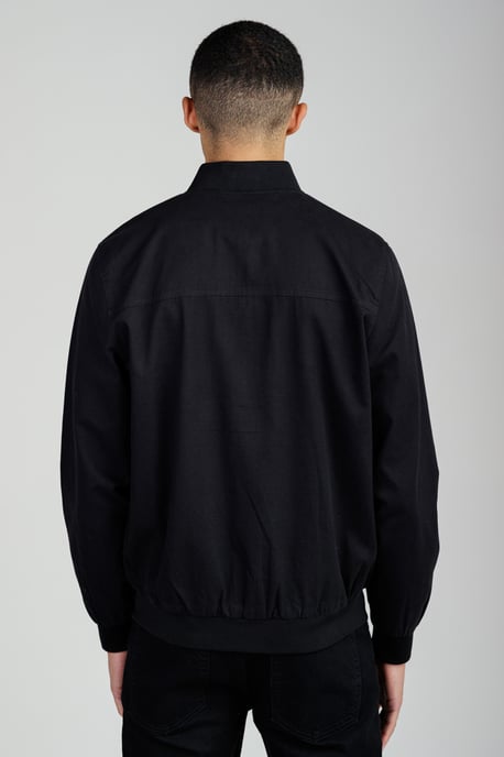 Black Cotton Twill Bomber Jacket With Embroidered Logo - Image 2
