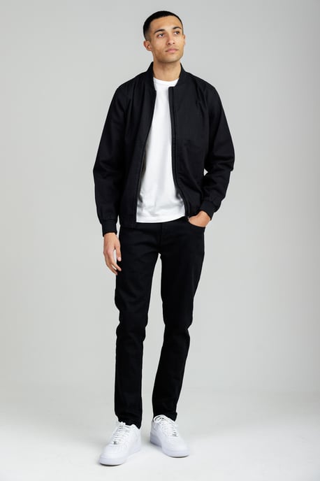 Black Cotton Twill Bomber Jacket With Embroidered Logo - Image 3