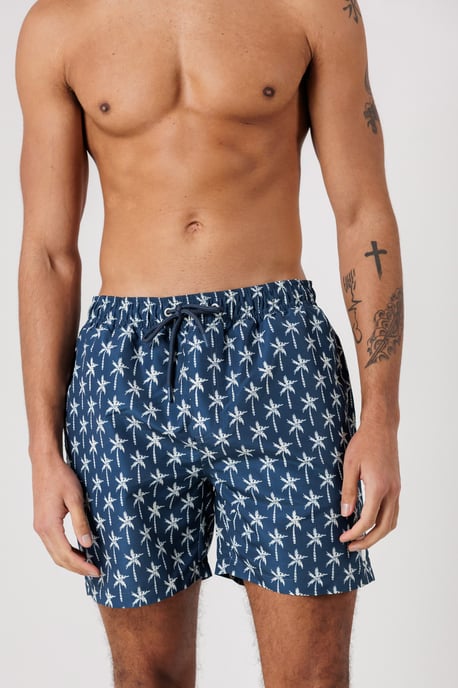 Teal 2-Pack Palm Tree And Logo Print Swim Shorts With Drawstring Waist - Image 5