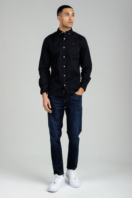 Black Cotton Oxford Long Sleeve Shirt - Image 3