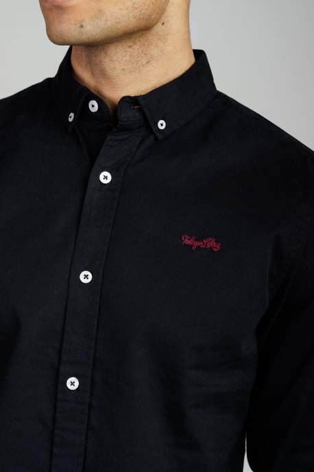 Black Cotton Oxford Long Sleeve Shirt - Image 4