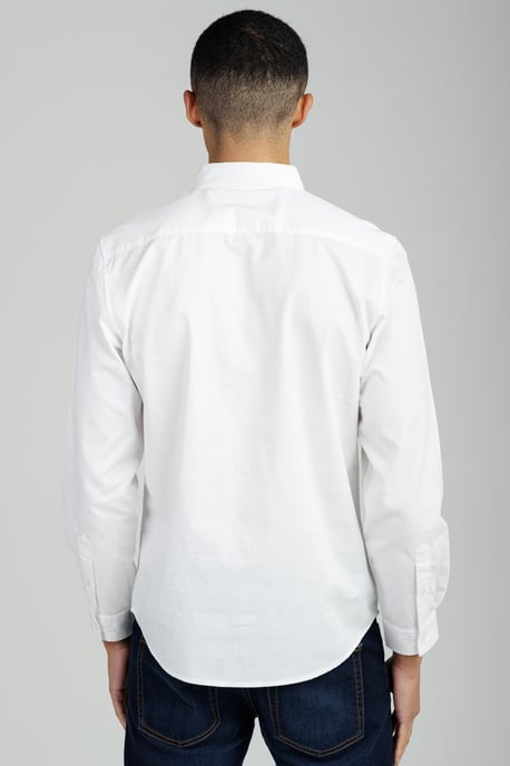 White Cotton Oxford Long Sleeve Shirt - Image 2