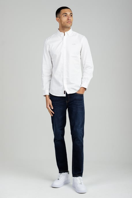 White Cotton Oxford Long Sleeve Shirt - Image 3