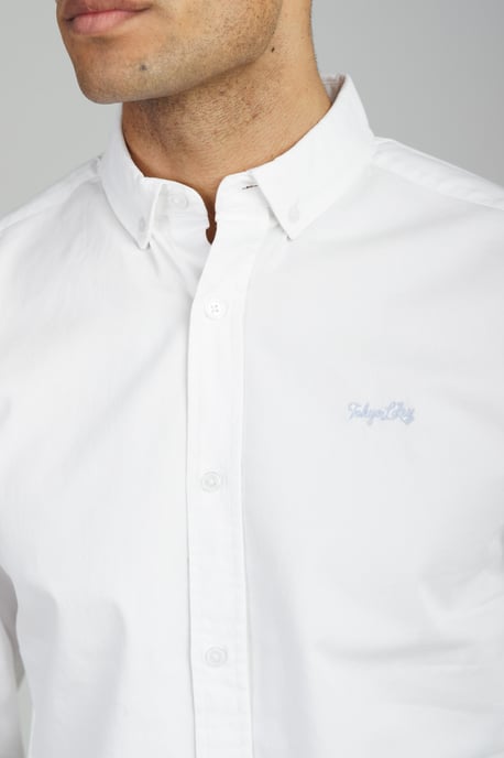 White Cotton Oxford Long Sleeve Shirt - Image 4