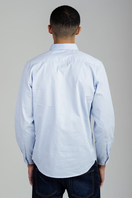Light Blue Cotton Oxford Long Sleeve Shirt - Image 2