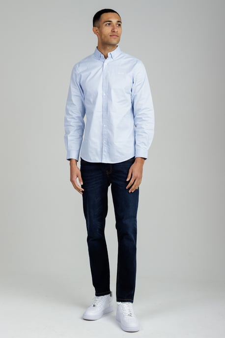 Light Blue Cotton Oxford Long Sleeve Shirt - Image 3