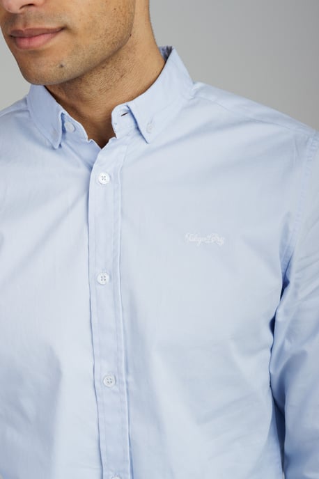 Light Blue Cotton Oxford Long Sleeve Shirt - Image 4