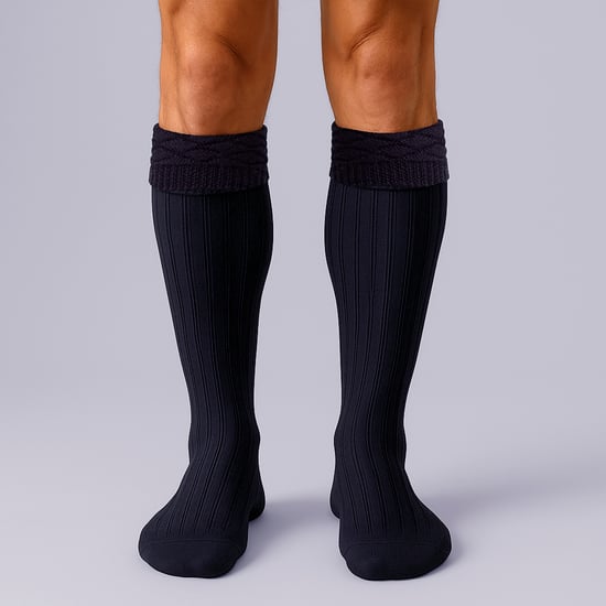 Herr Premium Ull Kilt Strumpor Knähöga Diamantmönster Med Viktop - Image 4