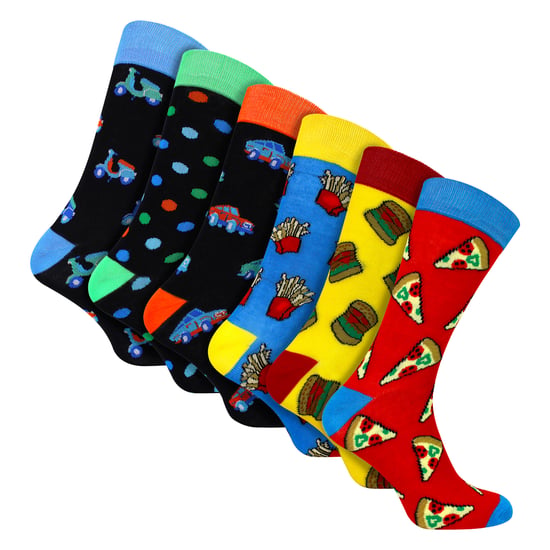 6 Pack Mens Bamboo Design Socks - Soft Breathable Everyday Patterned Fit - Image 1