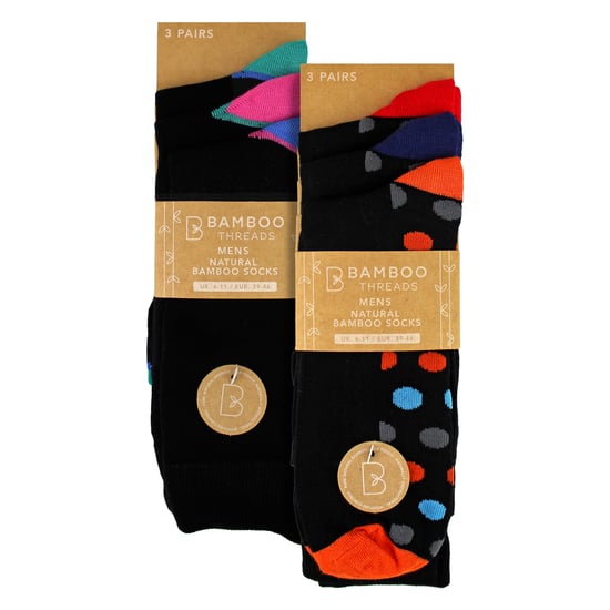 6 Pack Mens Bamboo Design Socks - Soft Breathable Everyday Patterned Fit - Image 2