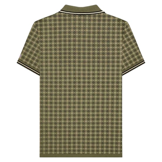 Lambretta Mens SS25 Geometric Polo Shirt (Khaki Green) - Image 2