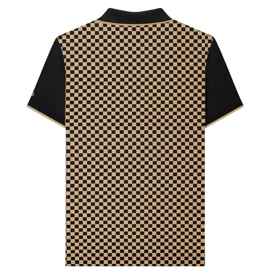 Lambretta Herenpoloshirt met tweekleurige all-over print (Zwart/Nomad) - Image 2