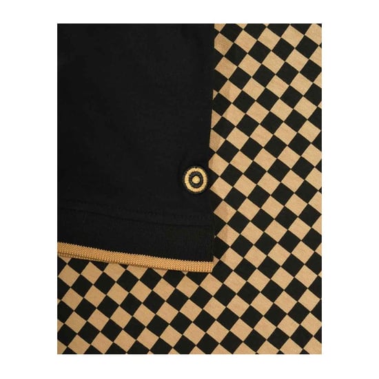 Lambretta Herenpoloshirt met tweekleurige all-over print (Zwart/Nomad) - Image 3