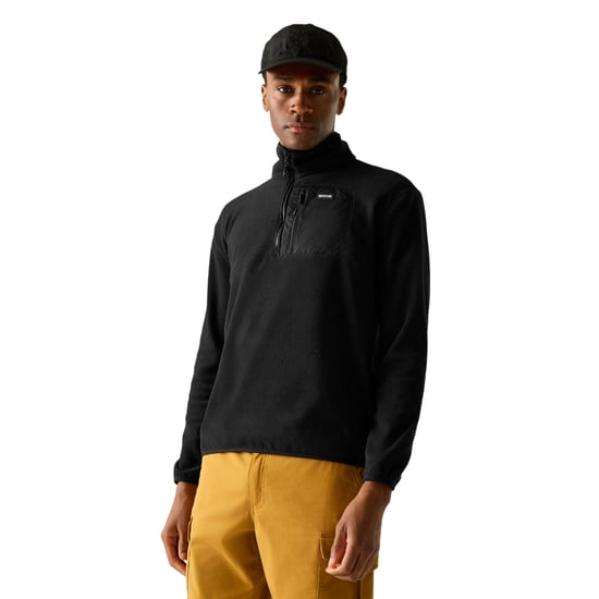 Regatta Mens Frankie Half Zip Fleece Top (Black/Black) - Image 4